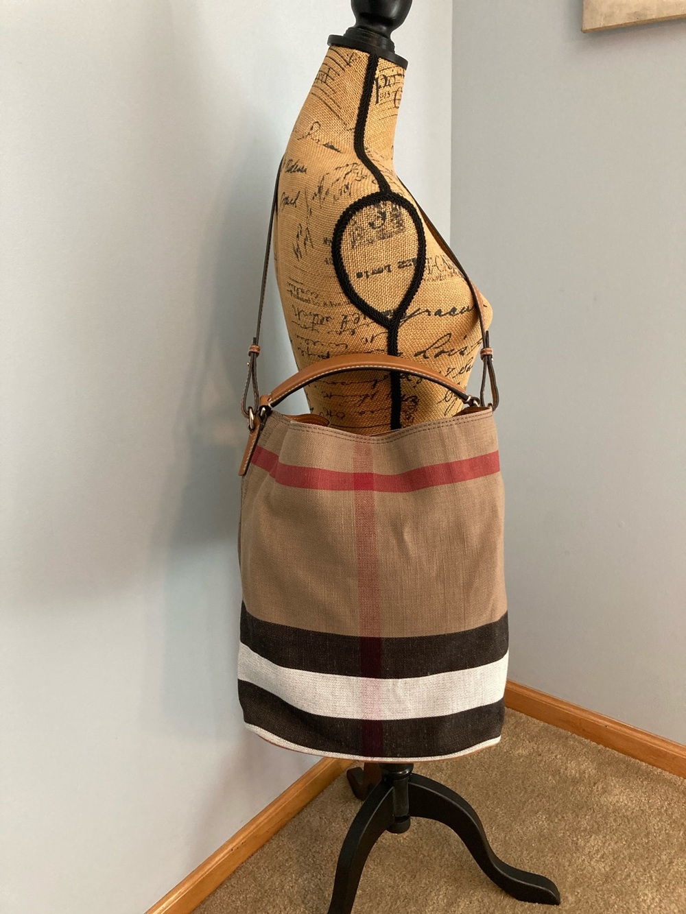 Burberry Canvas Bucket Shoulder Bag with Pochette & Dustbag - Picture 2 of 16